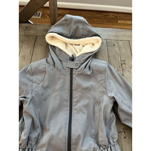 Lululemon Apres Run Anorak Hooded Jacket Coat Ghost Coal Herringbone Size 4 - Picture 5 of 8